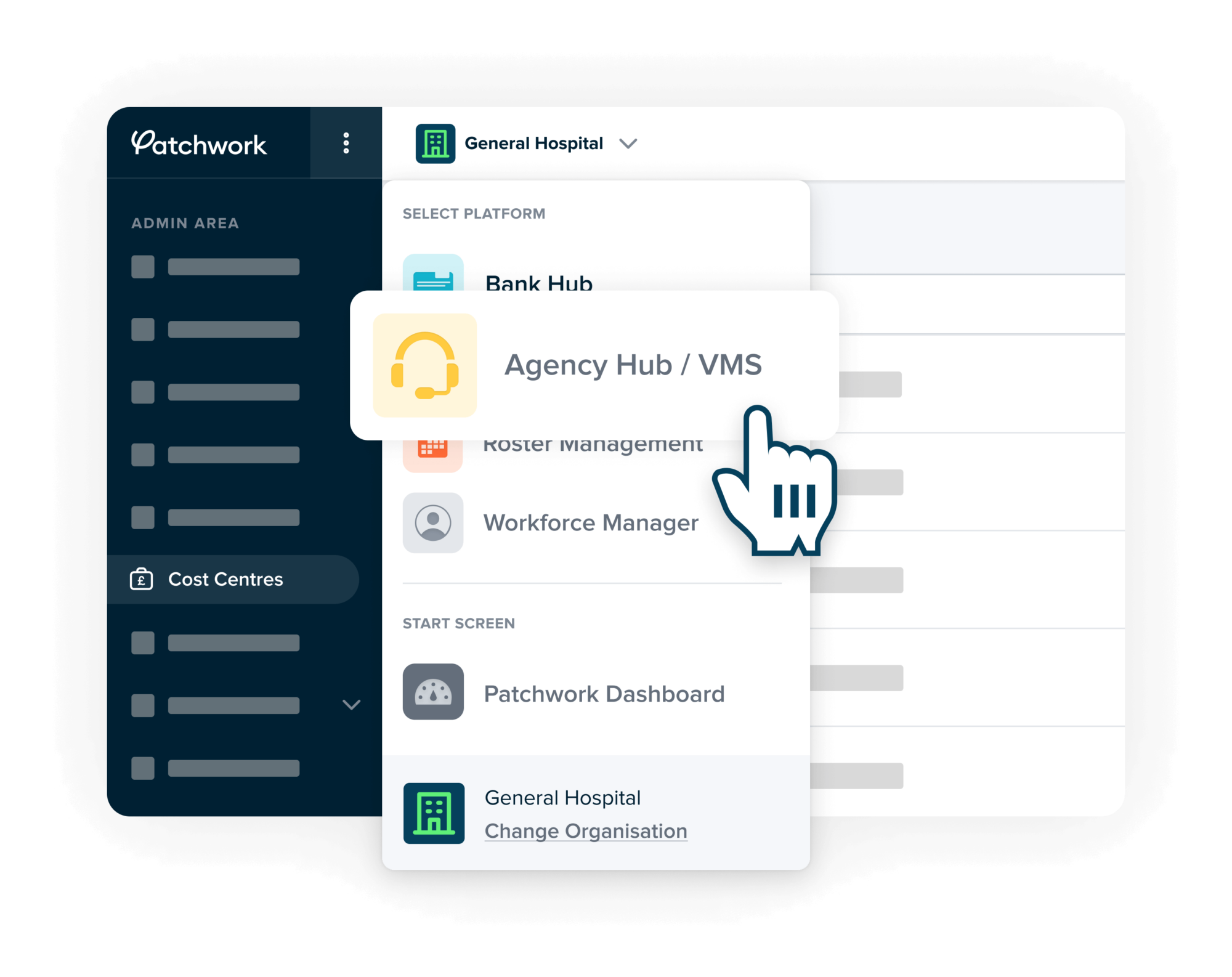 Mock-up shows how Patchwork easily integrates with agency and direct engagement providers